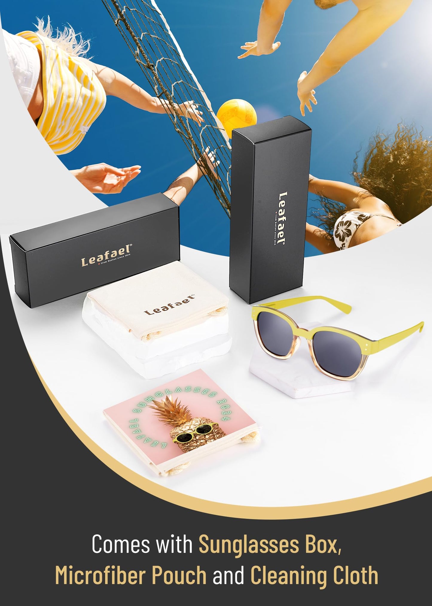 Leafael Polarized Sunglasses Women's Trendy Two Tone Design, UV400 100% Protection, Retro Square Frame, Lifestyle & Active