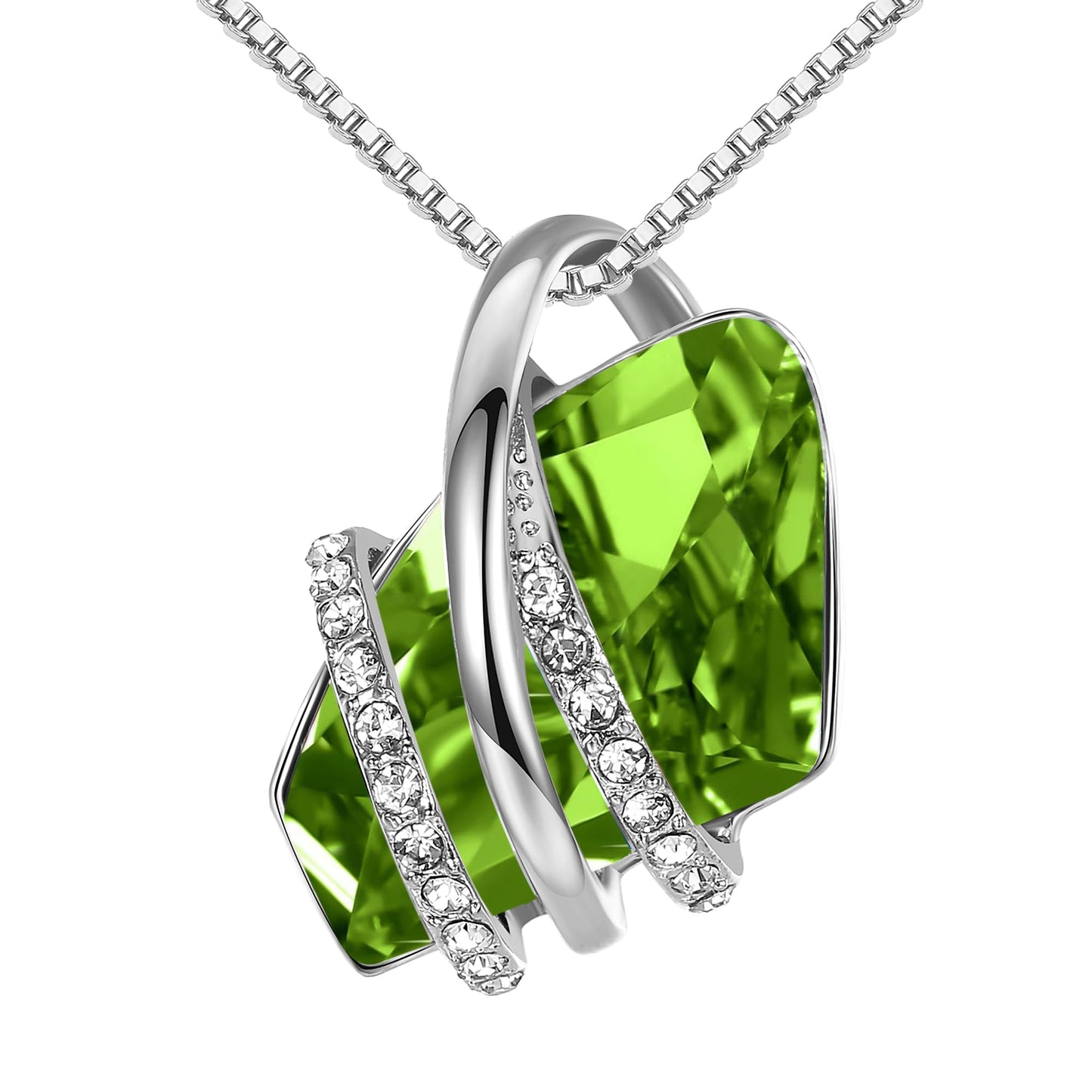 Leafael Wish Stone Pendant Necklace with Birthstone Crystal, 18K Rose Gold Plated/Silvertone, 18" + 2"
