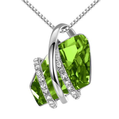 Leafael Wish Stone Pendant Necklace with Birthstone Crystal, 18K Rose Gold Plated/Silvertone, 18" + 2"