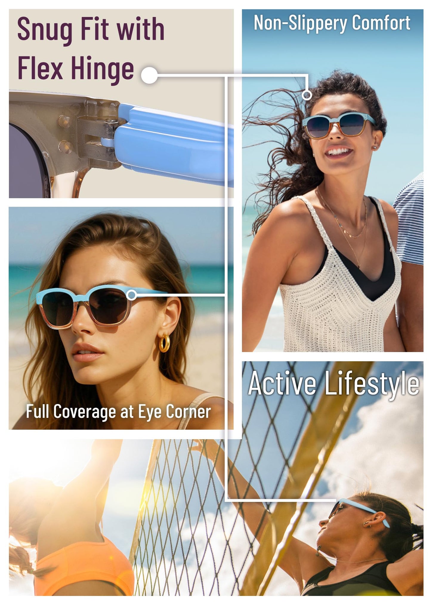 Leafael Polarized Sunglasses Women's Trendy Two Tone Design, UV400 100% Protection, Retro Square Frame, Lifestyle & Active