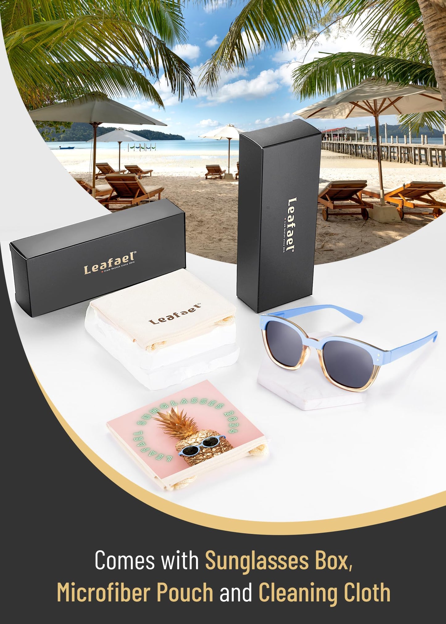 Leafael Polarized Sunglasses Women's Trendy Two Tone Design, UV400 100% Protection, Retro Square Frame, Lifestyle & Active