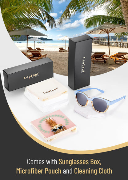 Leafael Polarized Sunglasses Women's Trendy Two Tone Design, UV400 100% Protection, Retro Square Frame, Lifestyle & Active