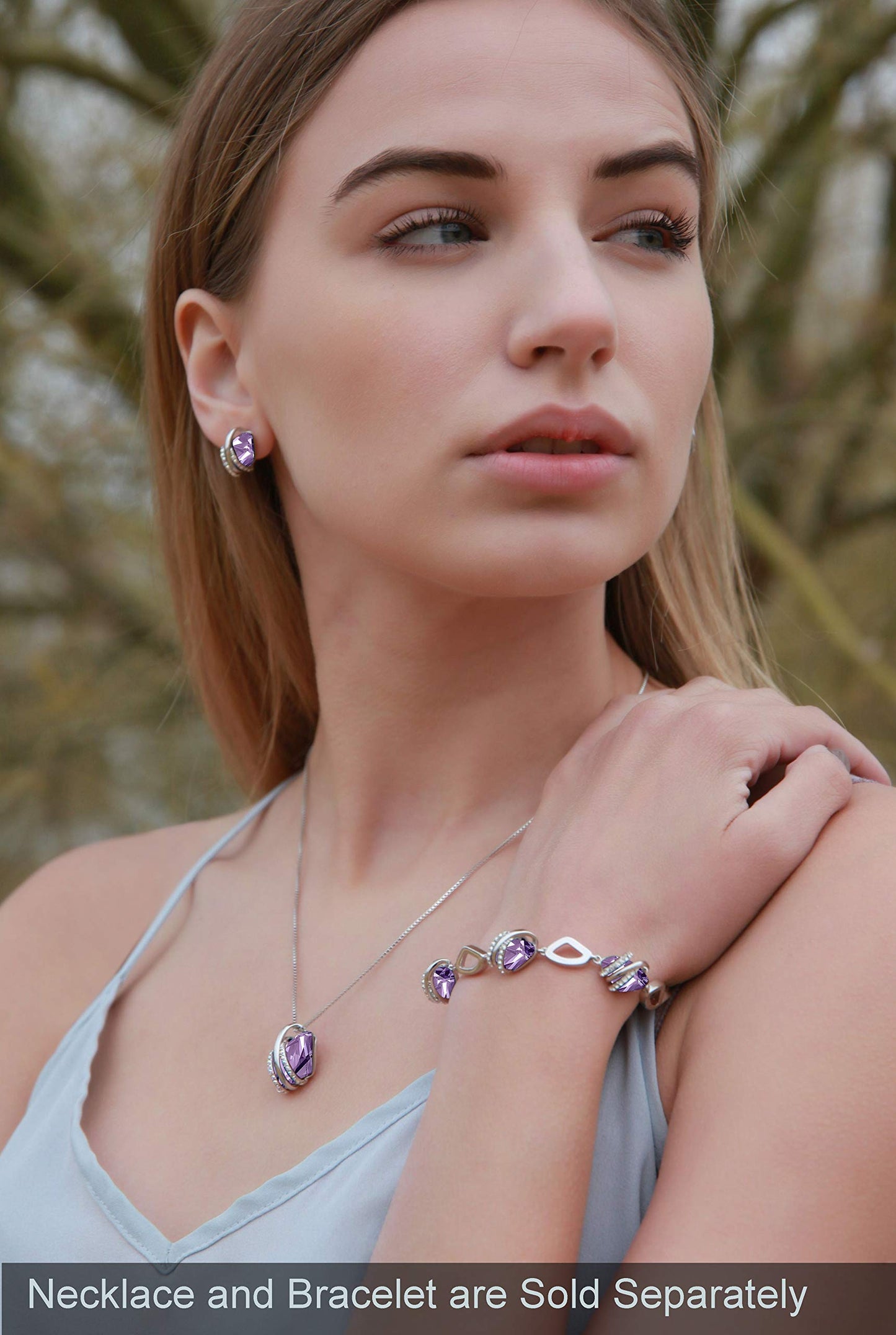 Leafael Wish Stone Stud Earrings with Birthstone Crystals, 18K Rose Gold Plated or Silver-tone