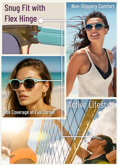 Leafael Polarized Sunglasses Women's Trendy Two Tone Design, UV400 100% Protection, Retro Square Frame, Lifestyle & Active