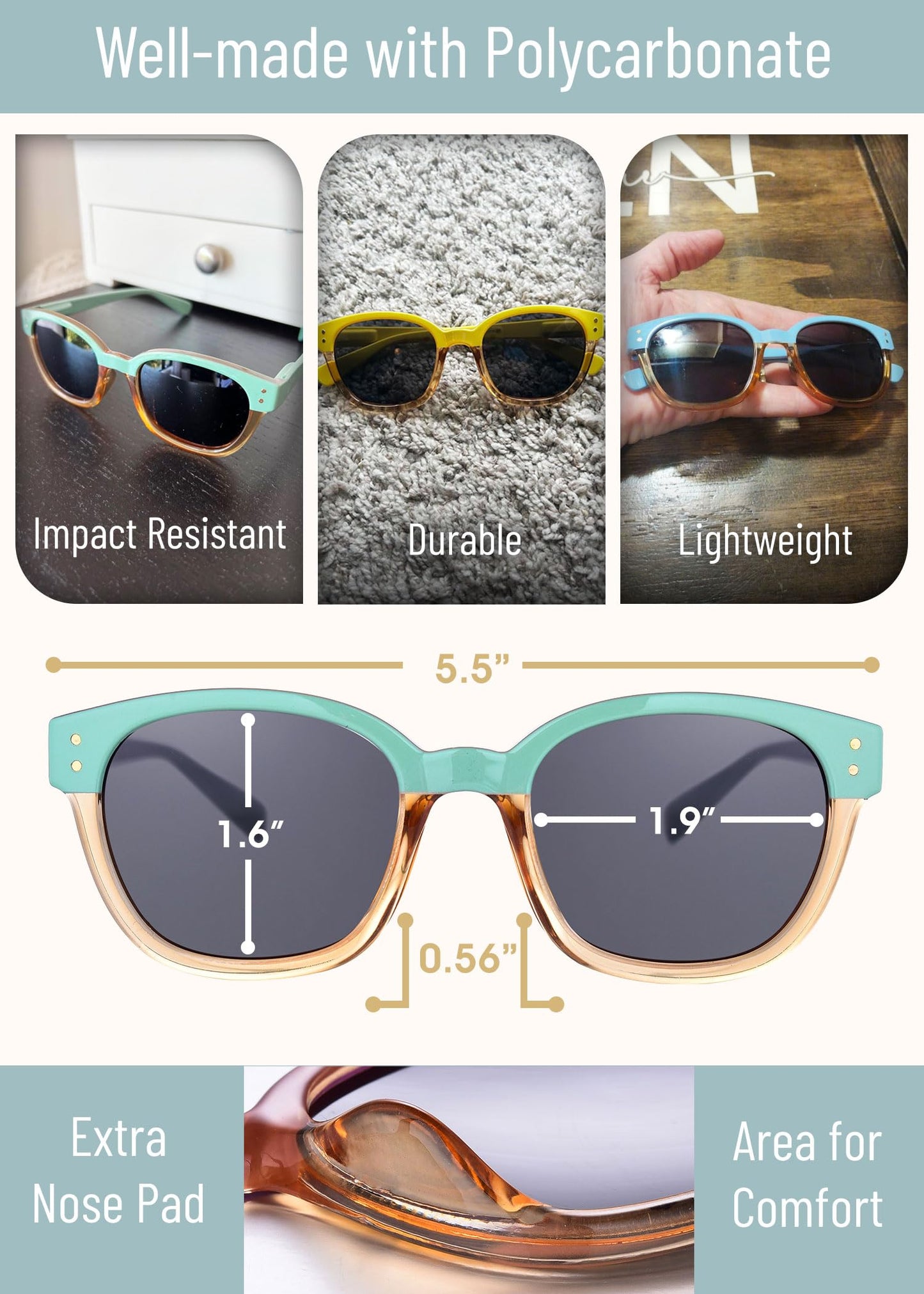 Leafael Polarized Sunglasses Women's Trendy Two Tone Design, UV400 100% Protection, Retro Square Frame, Lifestyle & Active