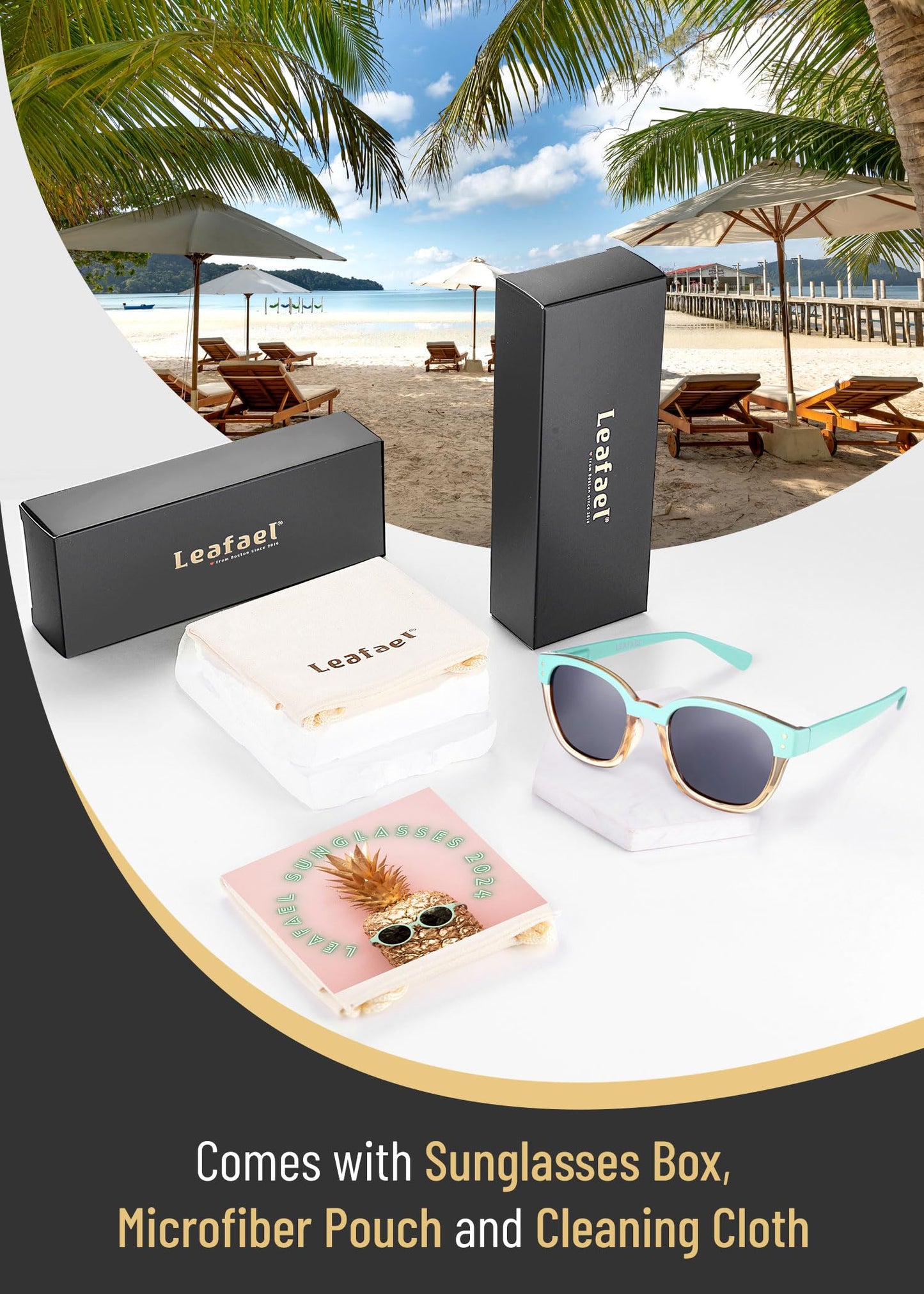 Leafael Polarized Sunglasses Women's Trendy Two Tone Design, UV400 100% Protection, Retro Square Frame, Lifestyle & Active