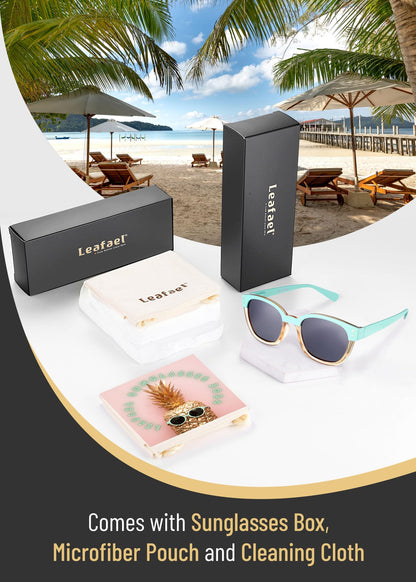 Leafael Polarized Sunglasses Women's Trendy Two Tone Design, UV400 100% Protection, Retro Square Frame, Lifestyle & Active