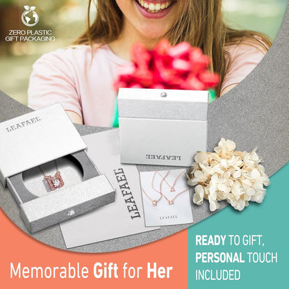 Leafael Initial Letter Necklaces for Women – Personalized 18K Rose Gold Plated Pendant Jewelry with Sterling Silver Chain, Monogram Gift A-Z, 16"+2" Choker