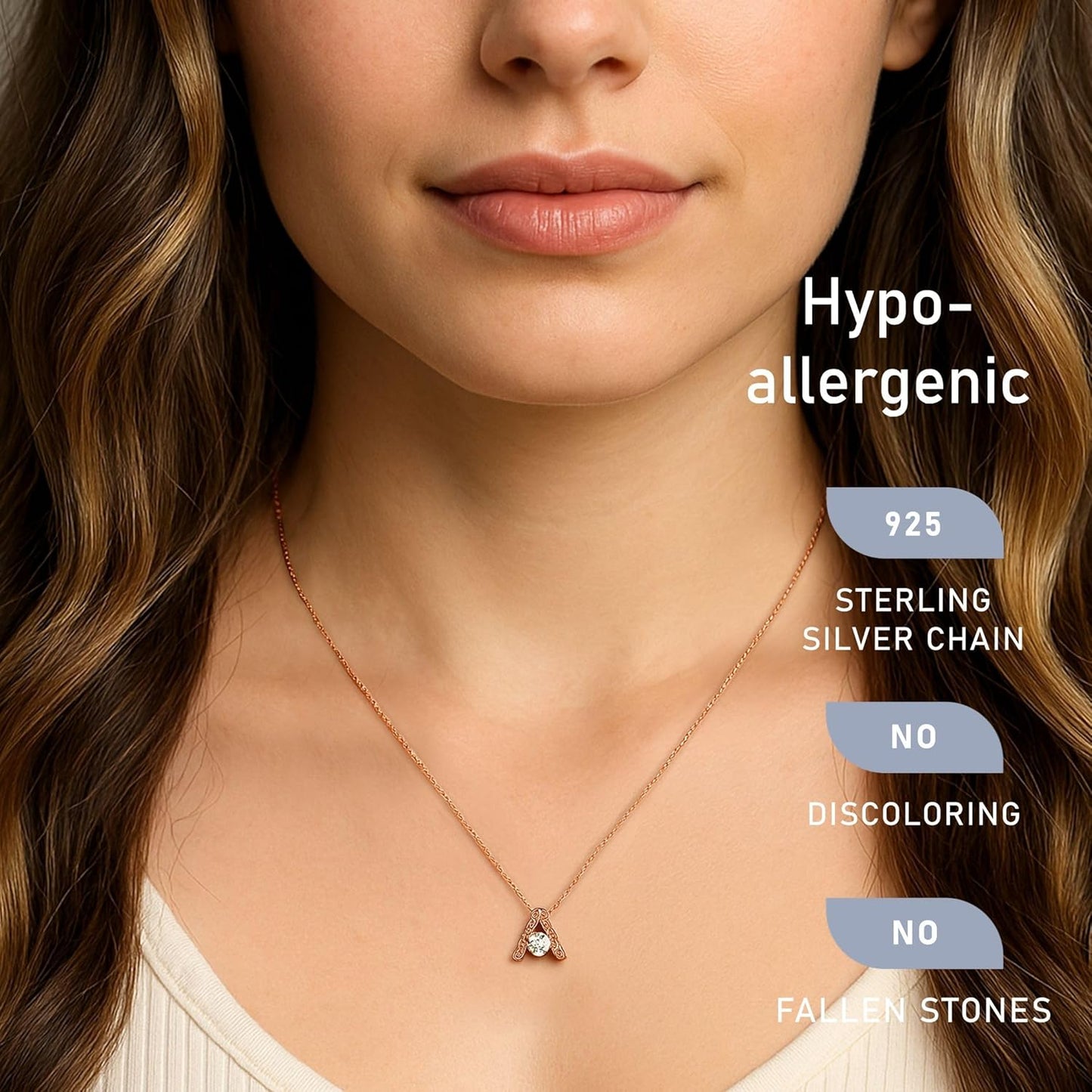 Leafael Initial Letter Necklaces for Women – Personalized 18K Rose Gold Plated Pendant Jewelry with Sterling Silver Chain, Monogram Gift A-Z, 16"+2" Choker