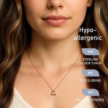 Leafael Initial Letter Necklaces for Women – Personalized 18K Rose Gold Plated Pendant Jewelry with Sterling Silver Chain, Monogram Gift A-Z, 16"+2" Choker