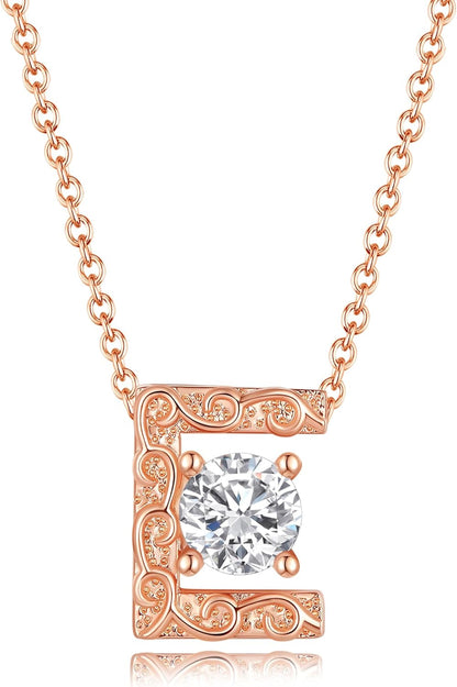 Leafael Initial Letter Necklaces for Women – Personalized 18K Rose Gold Plated Pendant Jewelry with Sterling Silver Chain, Monogram Gift A-Z, 16"+2" Choker