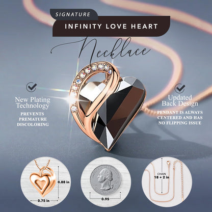 Leafael 18K Rose Gold Plated Love Heart Pendant Necklace with Healing Stone Crystal Jewelry Gifts for Women, 18"+2"