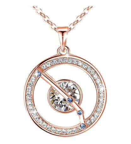 Leafael "Superstar Zodiac Constellation Pendant Necklace Made with Premium Crystal Horoscope Jewelry, Gold or Rose Gold Plated, 18"+ 2"