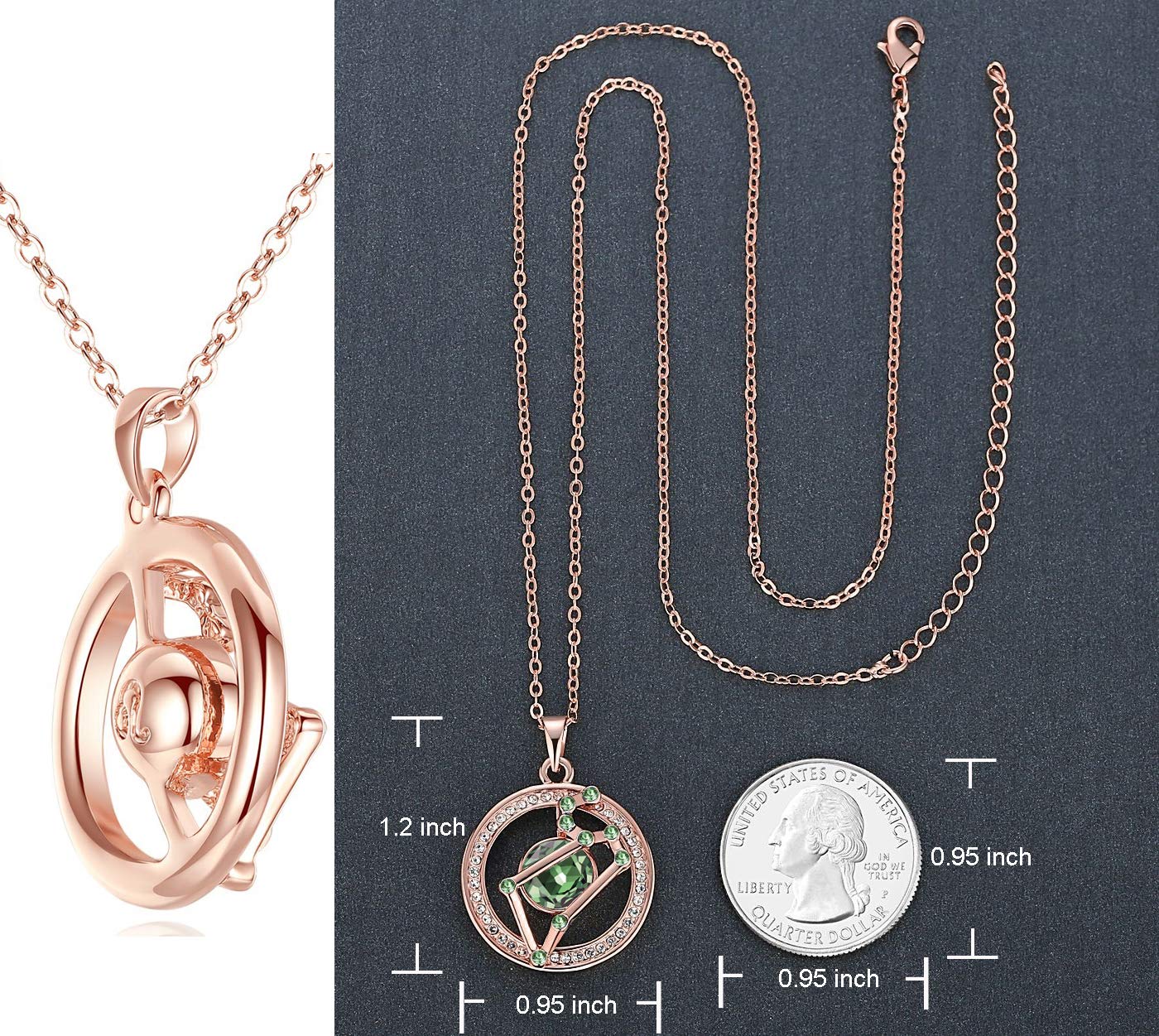 Leafael "Superstar Zodiac Constellation Pendant Necklace Made with Premium Crystal Horoscope Jewelry, Gold or Rose Gold Plated, 18"+ 2"