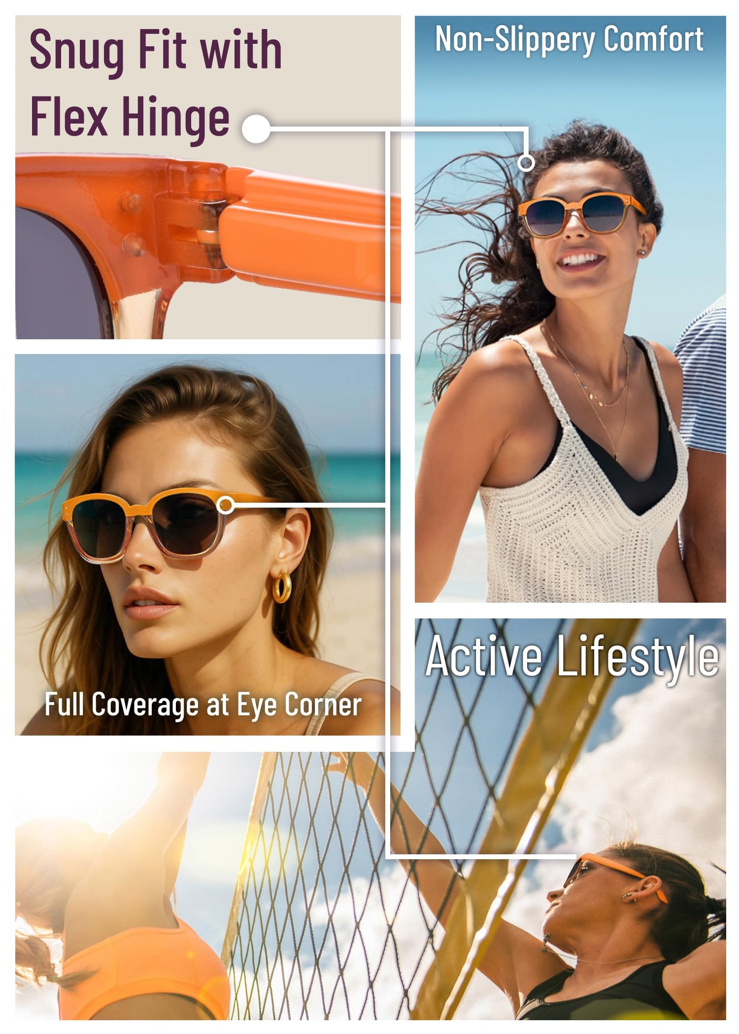 Leafael Polarized Sunglasses Women's Trendy Two Tone Design, UV400 100% Protection, Retro Square Frame, Lifestyle & Active