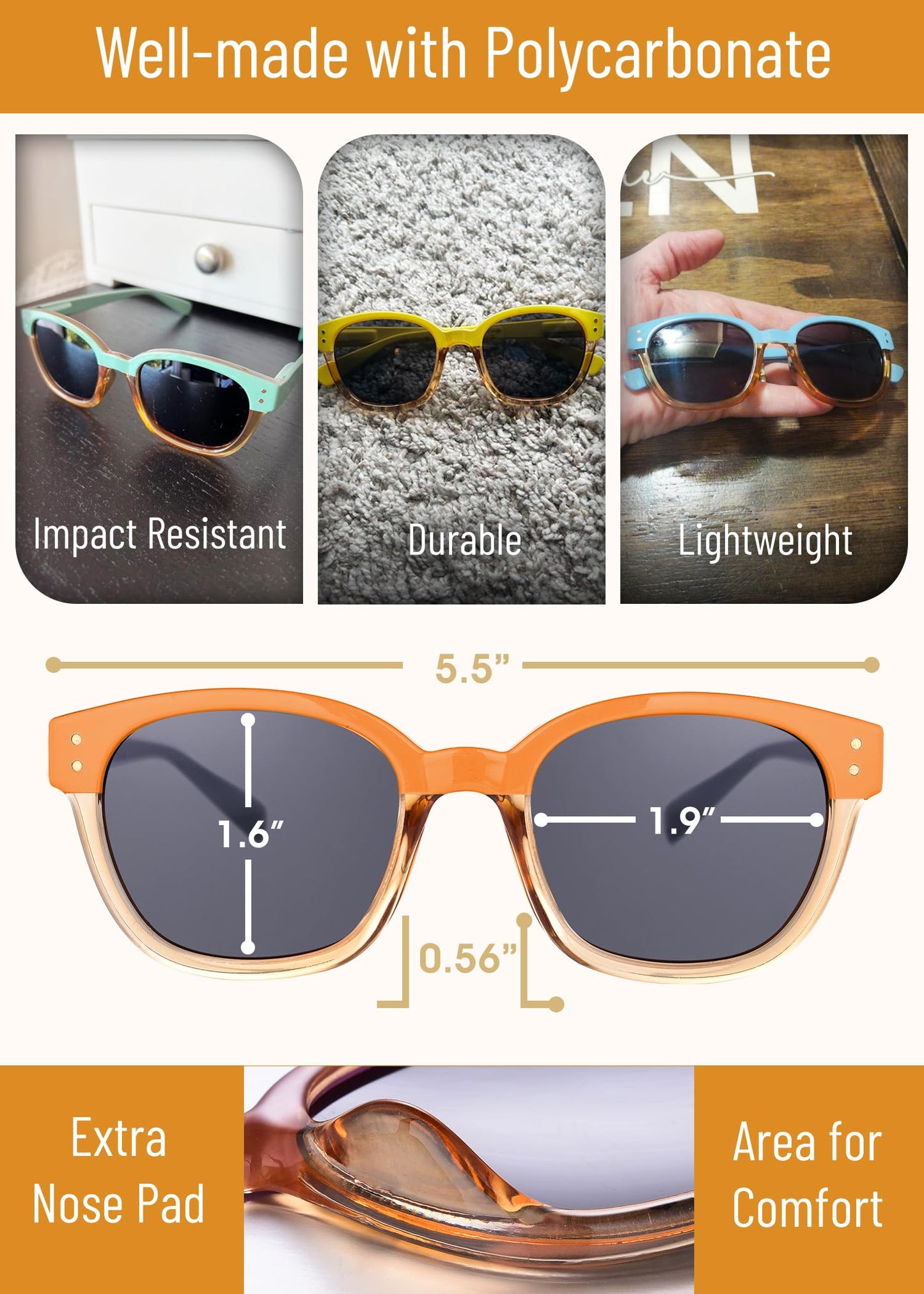 Leafael Polarized Sunglasses Women's Trendy Two Tone Design, UV400 100% Protection, Retro Square Frame, Lifestyle & Active