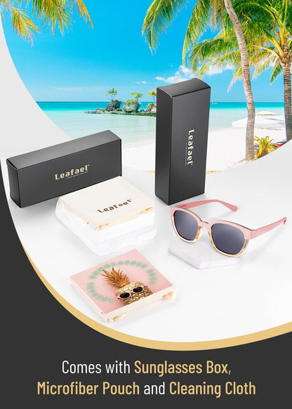 Leafael Polarized Sunglasses Women's Trendy Two Tone Design, UV400 100% Protection, Retro Square Frame, Lifestyle & Active