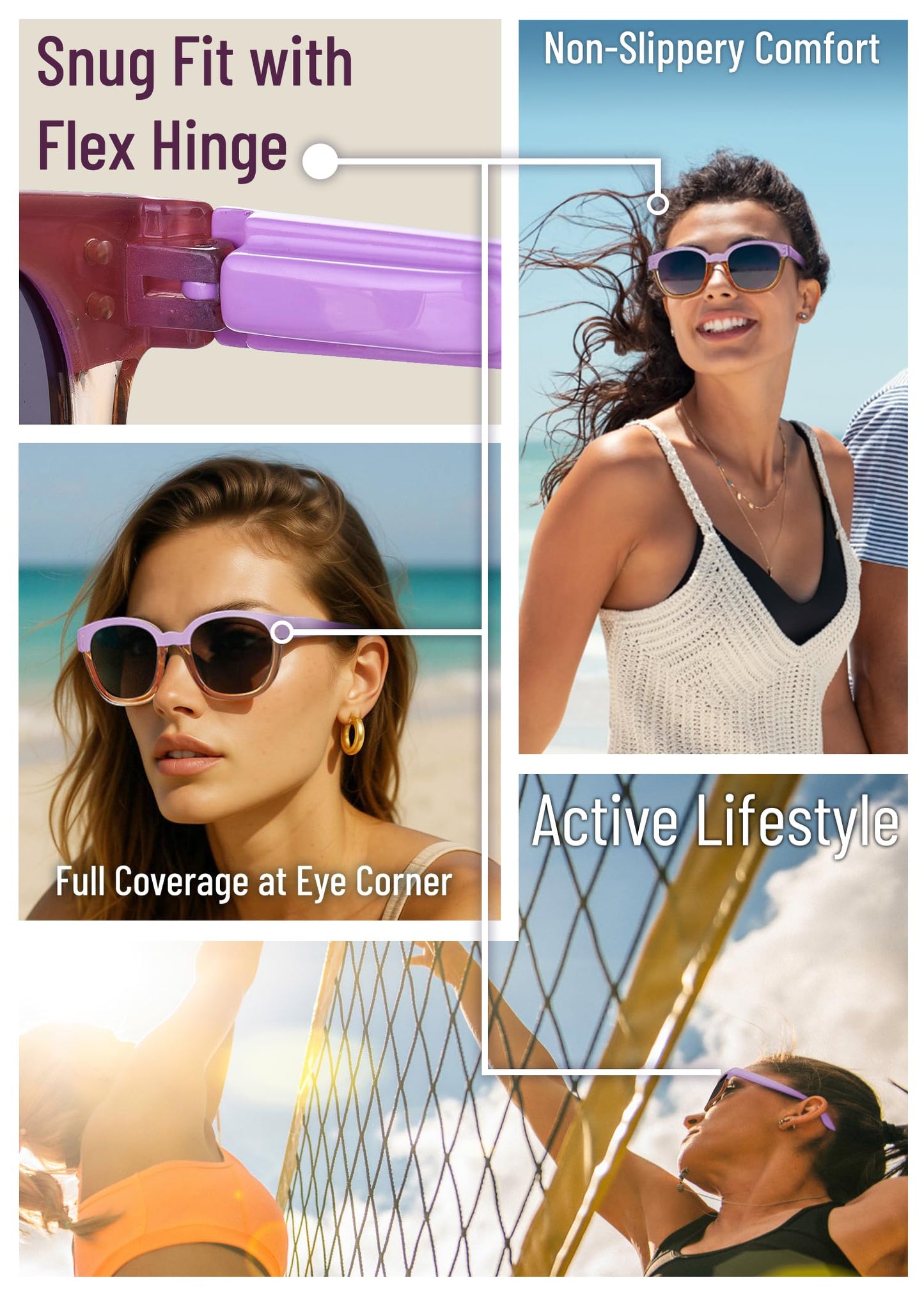 Leafael Polarized Sunglasses Women's Trendy Two Tone Design, UV400 100% Protection, Retro Square Frame, Lifestyle & Active