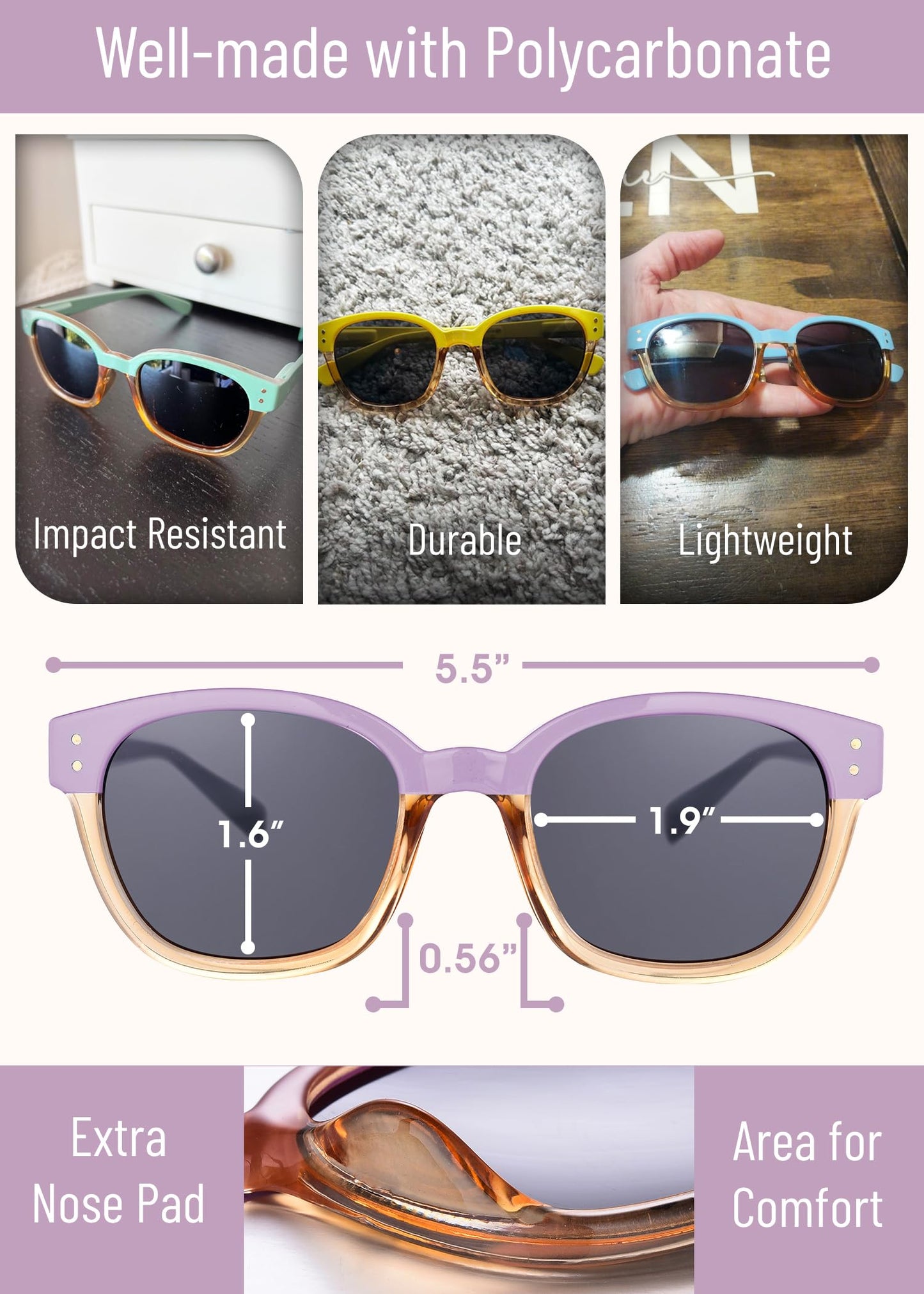 Leafael Polarized Sunglasses Women's Trendy Two Tone Design, UV400 100% Protection, Retro Square Frame, Lifestyle & Active