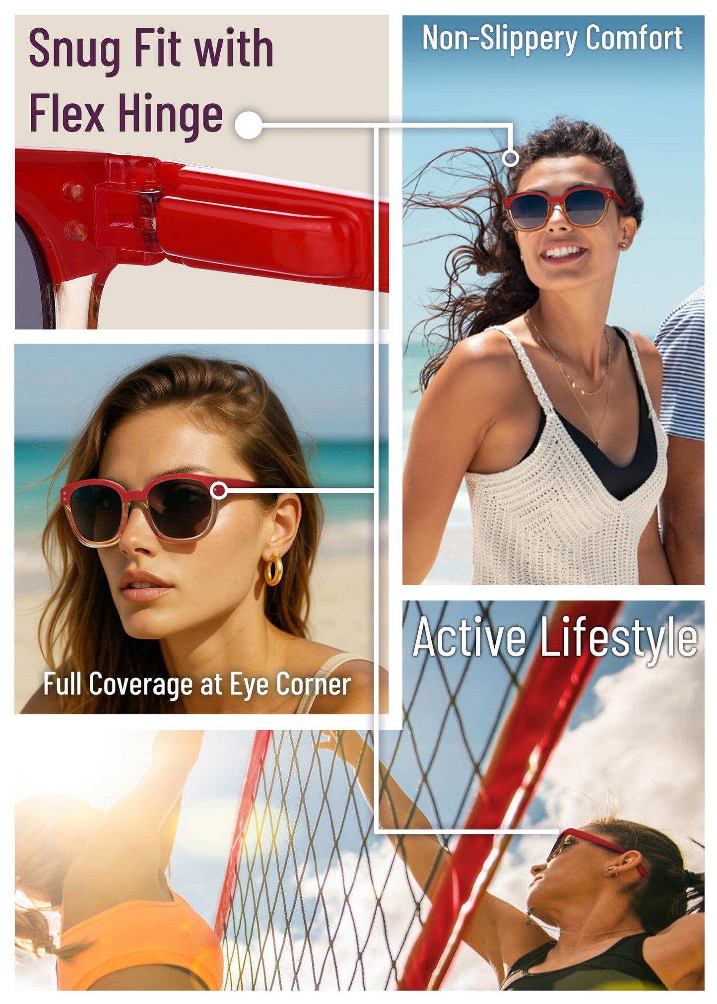 Leafael Polarized Sunglasses Women's Trendy Two Tone Design, UV400 100% Protection, Retro Square Frame, Lifestyle & Active