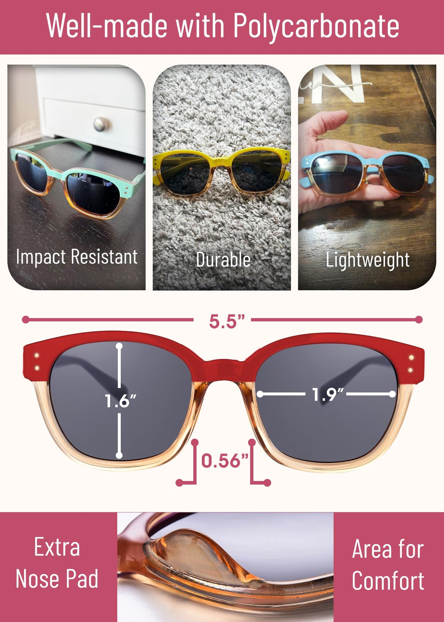 Leafael Polarized Sunglasses Women's Trendy Two Tone Design, UV400 100% Protection, Retro Square Frame, Lifestyle & Active