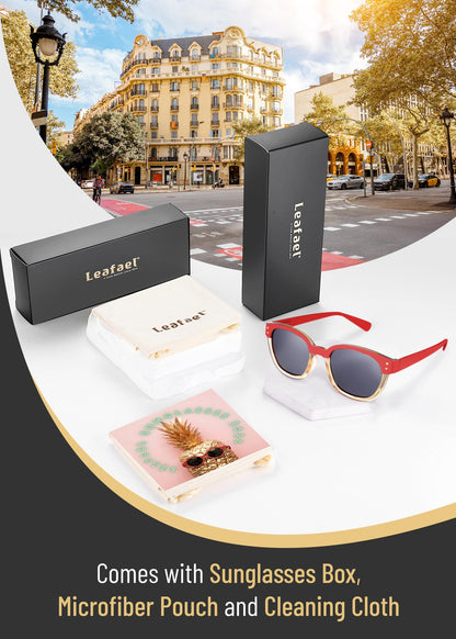 Leafael Polarized Sunglasses Women's Trendy Two Tone Design, UV400 100% Protection, Retro Square Frame, Lifestyle & Active
