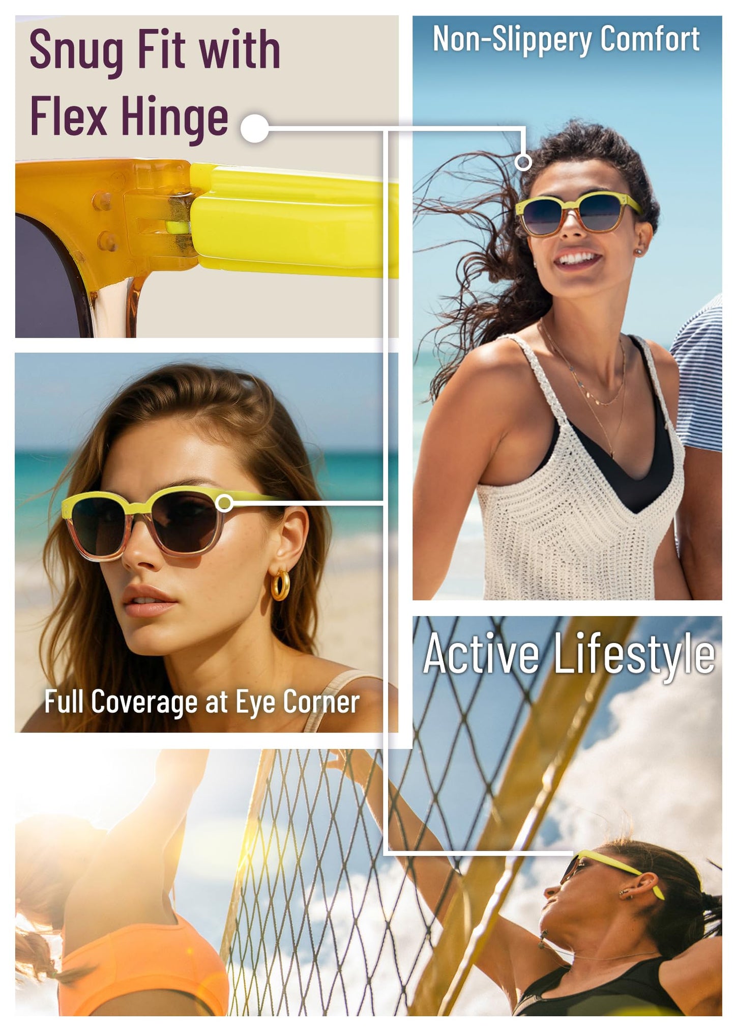 Leafael Polarized Sunglasses Women's Trendy Two Tone Design, UV400 100% Protection, Retro Square Frame, Lifestyle & Active