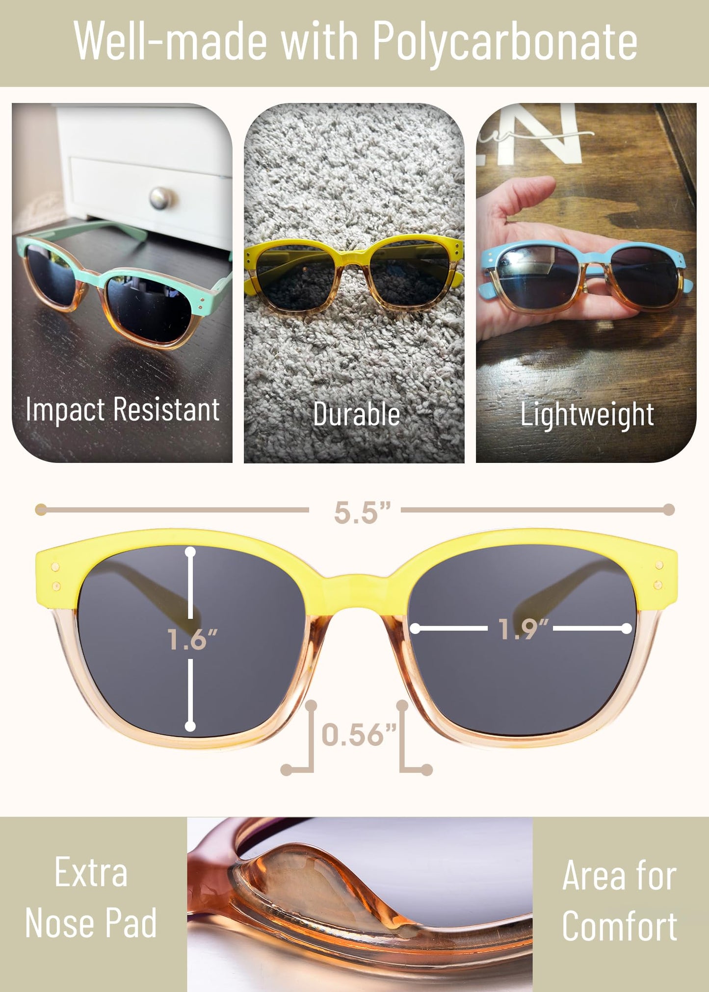 Leafael Polarized Sunglasses Women's Trendy Two Tone Design, UV400 100% Protection, Retro Square Frame, Lifestyle & Active